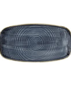 Churchill Stonecast Blueberry Chefs Walled Oblong Plate 350mm Pack of 6 (DX027)