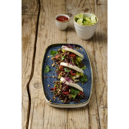 Churchill Stonecast Blueberry Chefs Walled Oblong Plate 350mm Pack of 6 (DX027)