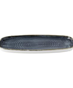 Churchill Stonecast Blueberry Chefs Walled Oblong Plate 350mm Pack of 6 (DX027)