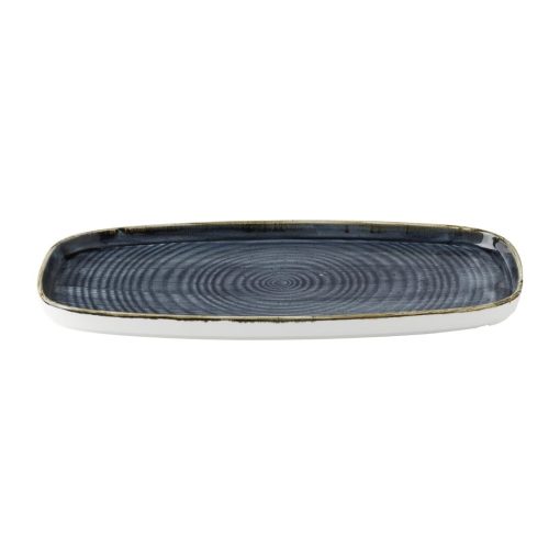 Churchill Stonecast Blueberry Chefs Walled Oblong Plate 350mm Pack of 6 (DX027)