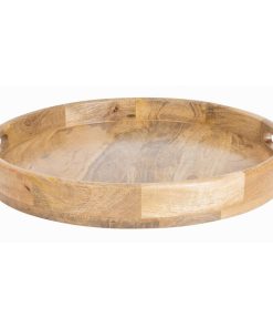Olympia Mango Wood Round Deep Sided Tray 400mm (JA886)