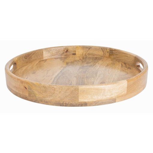 Olympia Mango Wood Round Deep Sided Tray 400mm (JA886)