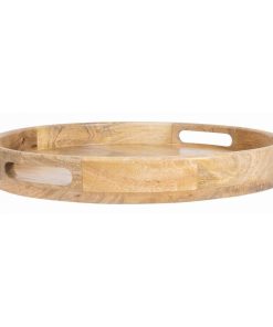 Olympia Mango Wood Round Deep Sided Tray 400mm (JA886)