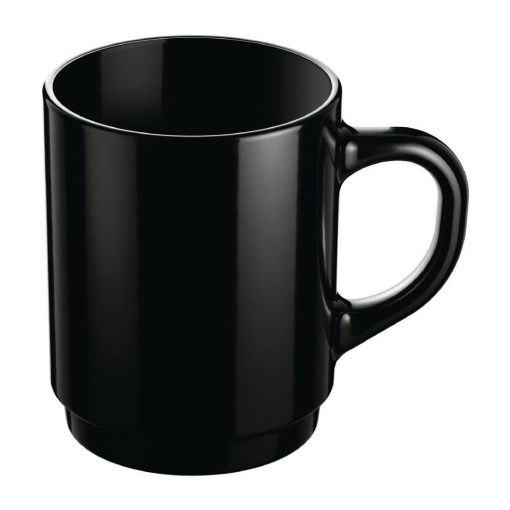Arcoroc Opal Stackable Mugs Black 250ml 6 Pack (JC976)