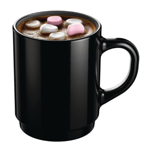 Arcoroc Opal Stackable Mugs Black 250ml 6 Pack (JC976)
