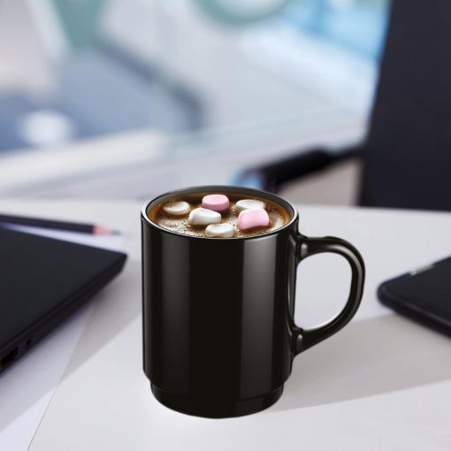 Arcoroc Opal Stackable Mugs Black 250ml 6 Pack (JC976)