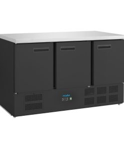 Polar G-Series Triple Door Counter Fridge Black 400Ltr (PG023)