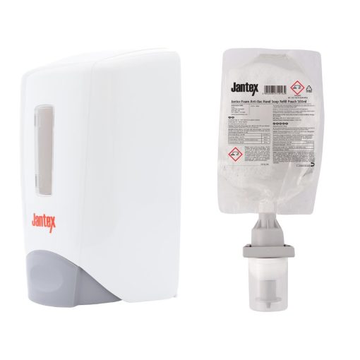 Jantex Manual Anti-Bac Soap Dispenser and Refill Bundle 500ml (SA813)