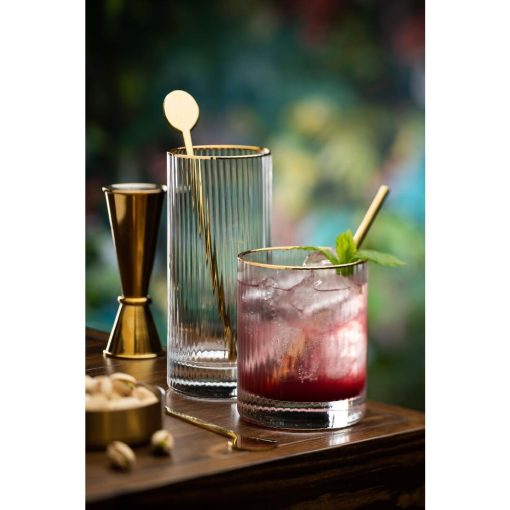 Utopia Hayworth Hi Ball Glasses Gold Rim Glasses 355ml 6 Pack (DZ443)