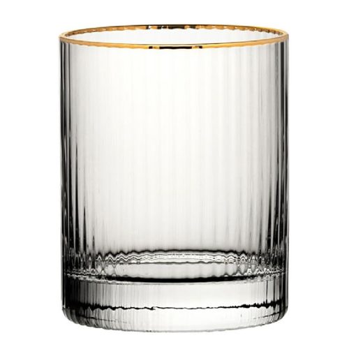 Utopia Hayworth Double Old Fashioned Gold Rim Glasses 325ml 6 Pack (DZ444)