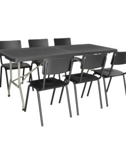 Bolero Rectangular Centre Folding Table 6ft Black (HZ169)