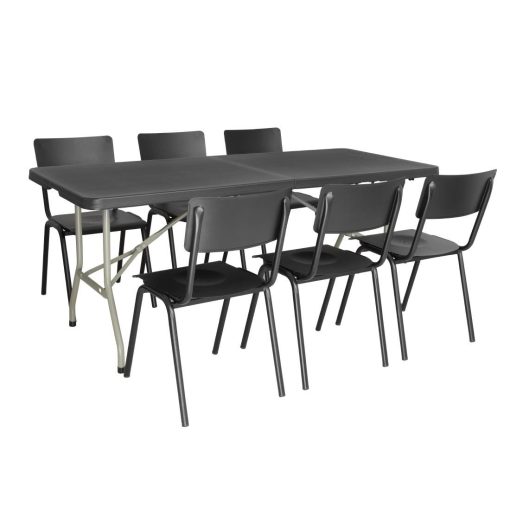 Bolero Rectangular Centre Folding Table 6ft Black (HZ169)