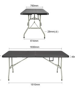 Bolero Rectangular Centre Folding Table 6ft Black (HZ169)