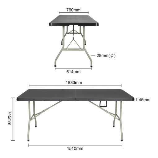 Bolero Rectangular Centre Folding Table 6ft Black (HZ169)