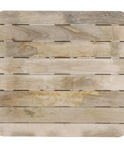 Bolero Bistro Dining Table Slatted Mango Wood Top Black Frame 650mm (HZ812)