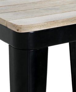 Bolero Bistro Dining Table Slatted Mango Wood Top Black Frame 650mm (HZ812)