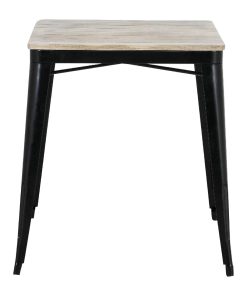 Bolero Bistro Dining Table Slatted Mango Wood Top Black Frame 650mm (HZ812)