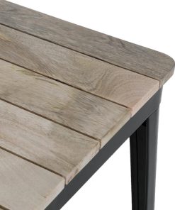 Bolero Bistro Dining Table Slatted Mango Wood Top Black Frame 650mm (HZ812)