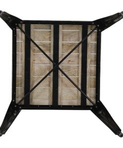 Bolero Bistro Dining Table Slatted Mango Wood Top Black Frame 650mm (HZ812)