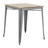 Bolero Bistro Dining Table Slatted Mango Wood Top Gunmetal Frame 650mm (HZ813)