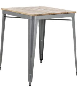 Bolero Bistro Dining Table Slatted Mango Wood Top Gunmetal Frame 650mm (HZ813)