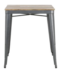 Bolero Bistro Dining Table Slatted Mango Wood Top Gunmetal Frame 650mm (HZ813)