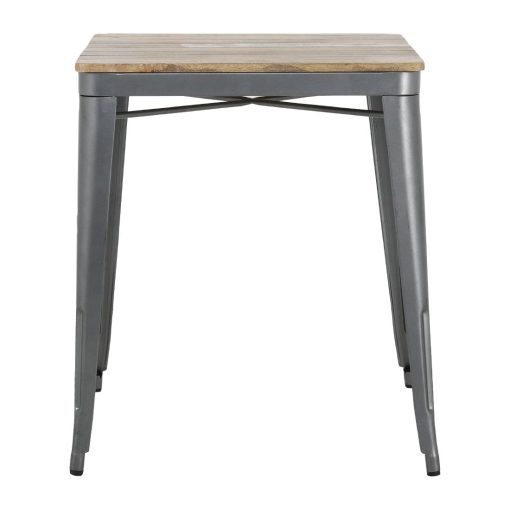 Bolero Bistro Dining Table Slatted Mango Wood Top Gunmetal Frame 650mm (HZ813)