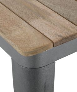 Bolero Bistro Dining Table Slatted Mango Wood Top Gunmetal Frame 650mm (HZ813)
