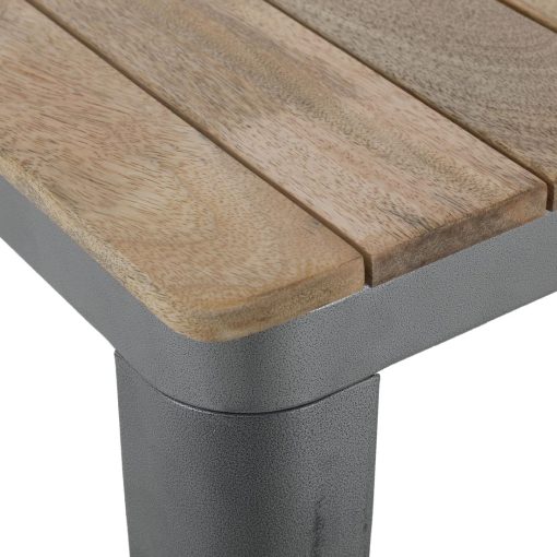 Bolero Bistro Dining Table Slatted Mango Wood Top Gunmetal Frame 650mm (HZ813)