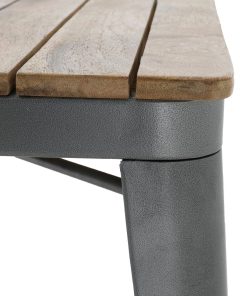 Bolero Bistro Dining Table Slatted Mango Wood Top Gunmetal Frame 650mm (HZ813)