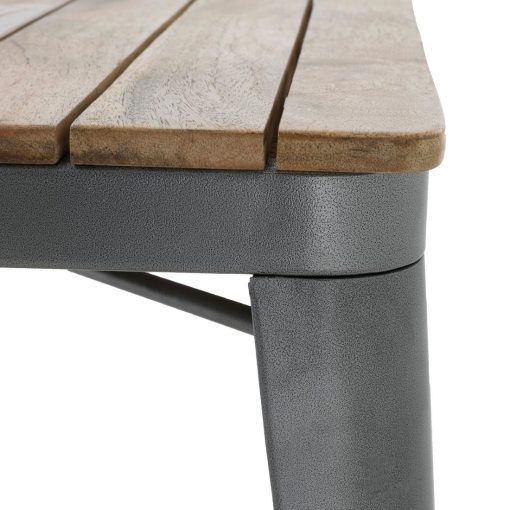 Bolero Bistro Dining Table Slatted Mango Wood Top Gunmetal Frame 650mm (HZ813)