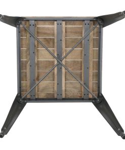 Bolero Bistro Dining Table Slatted Mango Wood Top Gunmetal Frame 650mm (HZ813)