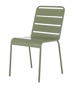 Bolero Amalfi Slatted Steel Side Chairs Olive Green 4 Pack (HZ818)