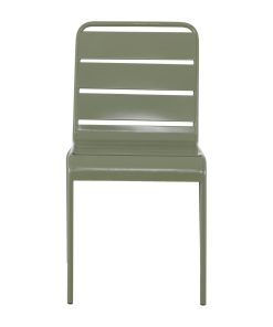 Bolero Amalfi Slatted Steel Side Chairs Olive Green 4 Pack (HZ818)