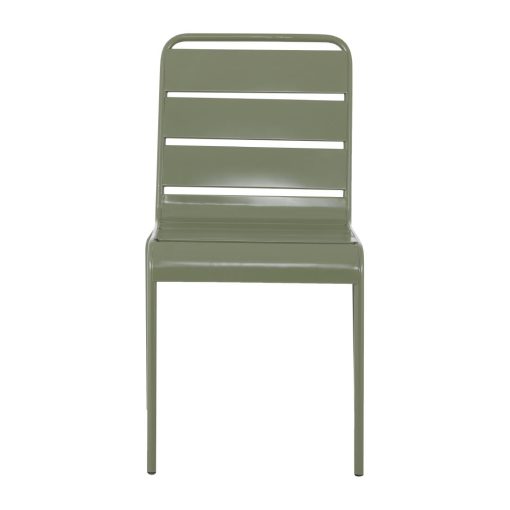 Bolero Amalfi Slatted Steel Side Chairs Olive Green 4 Pack (HZ818)