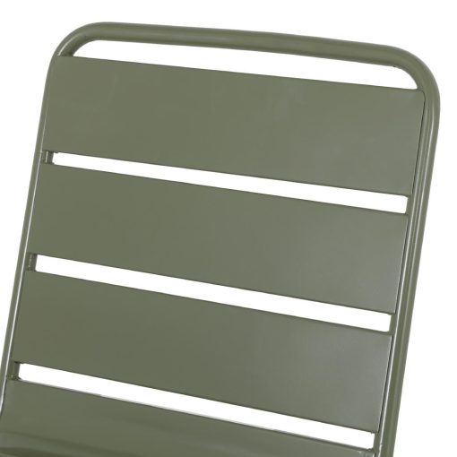 Bolero Amalfi Slatted Steel Side Chairs Olive Green 4 Pack (HZ818)