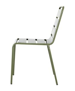 Bolero Amalfi Slatted Steel Side Chairs Olive Green 4 Pack (HZ818)