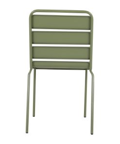Bolero Amalfi Slatted Steel Side Chairs Olive Green 4 Pack (HZ818)