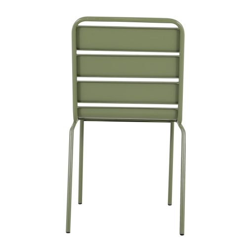 Bolero Amalfi Slatted Steel Side Chairs Olive Green 4 Pack (HZ818)