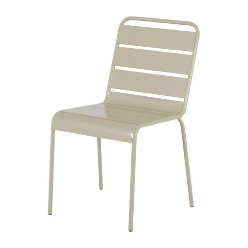 Bolero Amalfi Slatted Steel Side Chairs Taupe 4 Pack (HZ819)