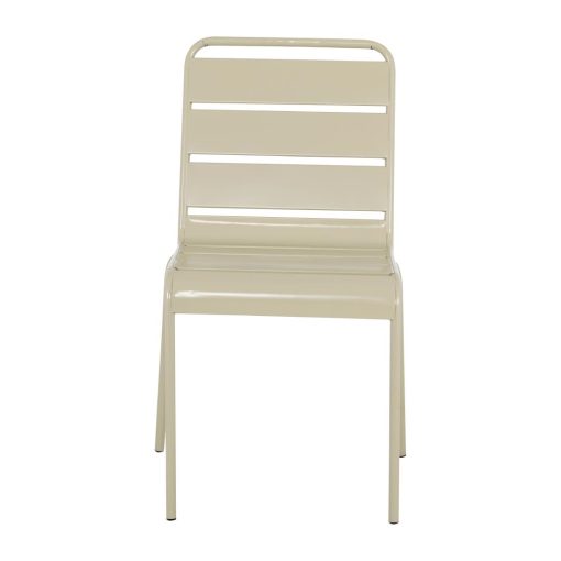 Bolero Amalfi Slatted Steel Side Chairs Taupe 4 Pack (HZ819)