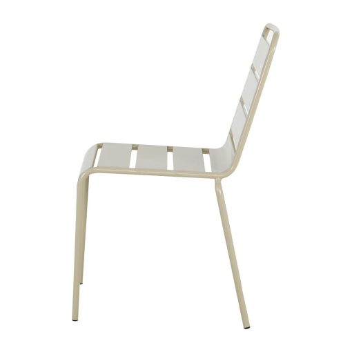 Bolero Amalfi Slatted Steel Side Chairs Taupe 4 Pack (HZ819)