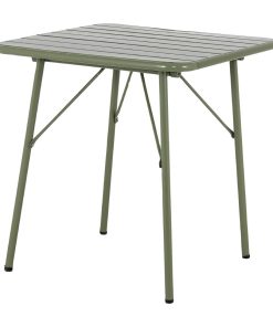 Bolero Amalfi Square Slatted Steel Folding Table Olive Green 700mm (HZ820)