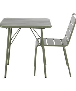 Bolero Amalfi Square Slatted Steel Folding Table Olive Green 700mm (HZ820)