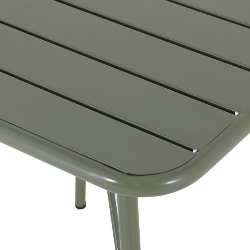 Bolero Amalfi Square Slatted Steel Folding Table Olive Green 700mm (HZ820)