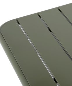 Bolero Amalfi Square Slatted Steel Folding Table Olive Green 700mm (HZ820)