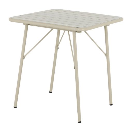 Bolero Amalfi Square Slatted Steel Folding Table Taupe 700mm (HZ821)