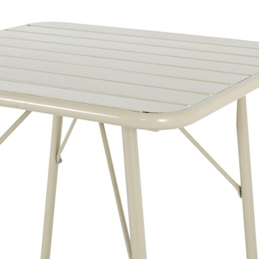 Bolero Amalfi Square Slatted Steel Folding Table Taupe 700mm (HZ821)