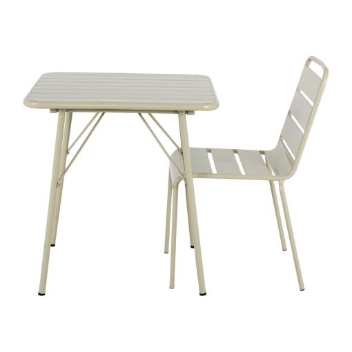 Bolero Amalfi Square Slatted Steel Folding Table Taupe 700mm (HZ821)