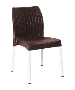 Bolero Elements Polypropylene Rattan Side Chairs Dark Brown 4 Pack (JA914)